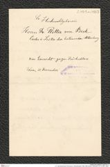 k.k. naturhistorisches Hofmuseum, Intendanzakten 1885-1896 (Hauer), Aktenzahl Z.471.a/1887, Seite 1